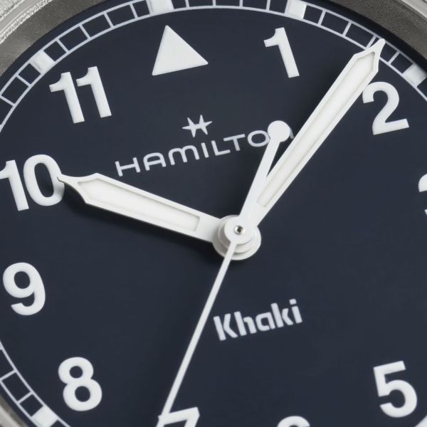 Hamilton Khaki Field quartz watch, blue dial, 38 mm steel bracelet