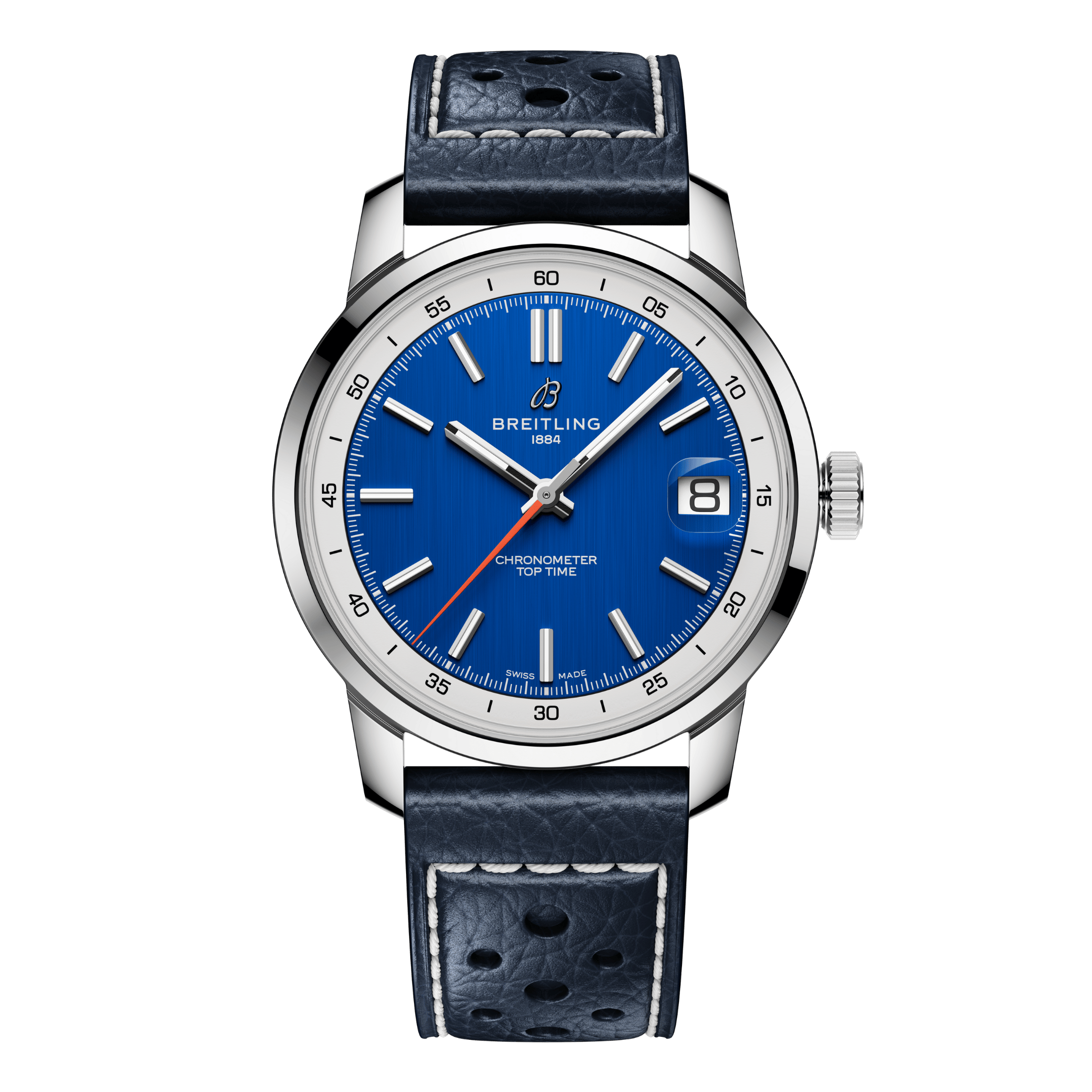 Breitling Top Time B31 automatic blue dial leather strap 38 mm