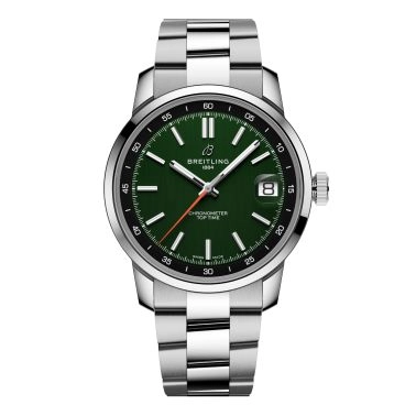Montre Breitling Top Time B31 automatique cadran vert bracelet acier 38 mm