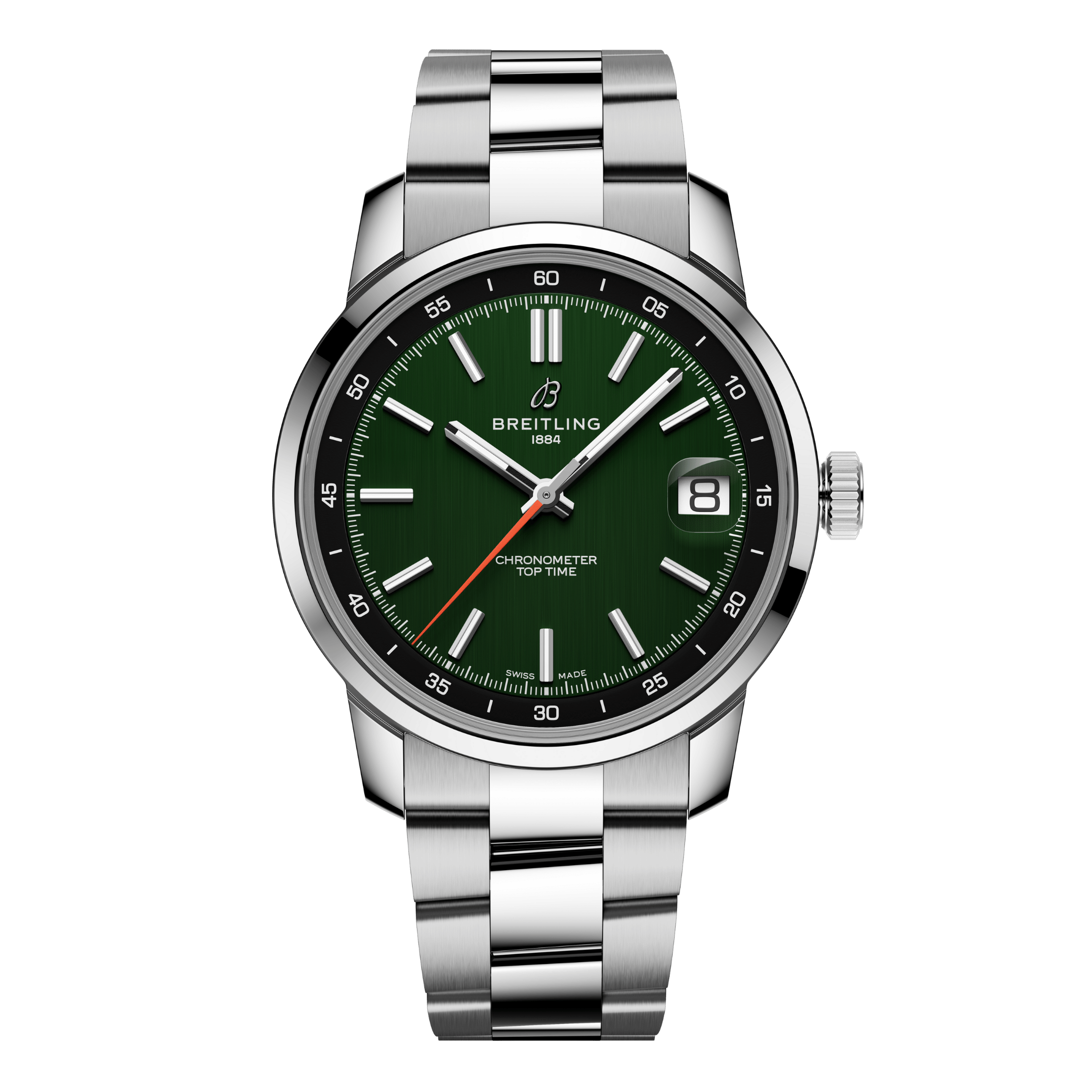 Montre Breitling Top Time B31 automatique cadran vert bracelet acier 38 mm