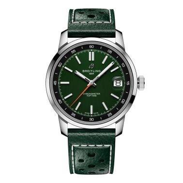 Breitling Top Time B31 automatic green dial leather strap 38 mm