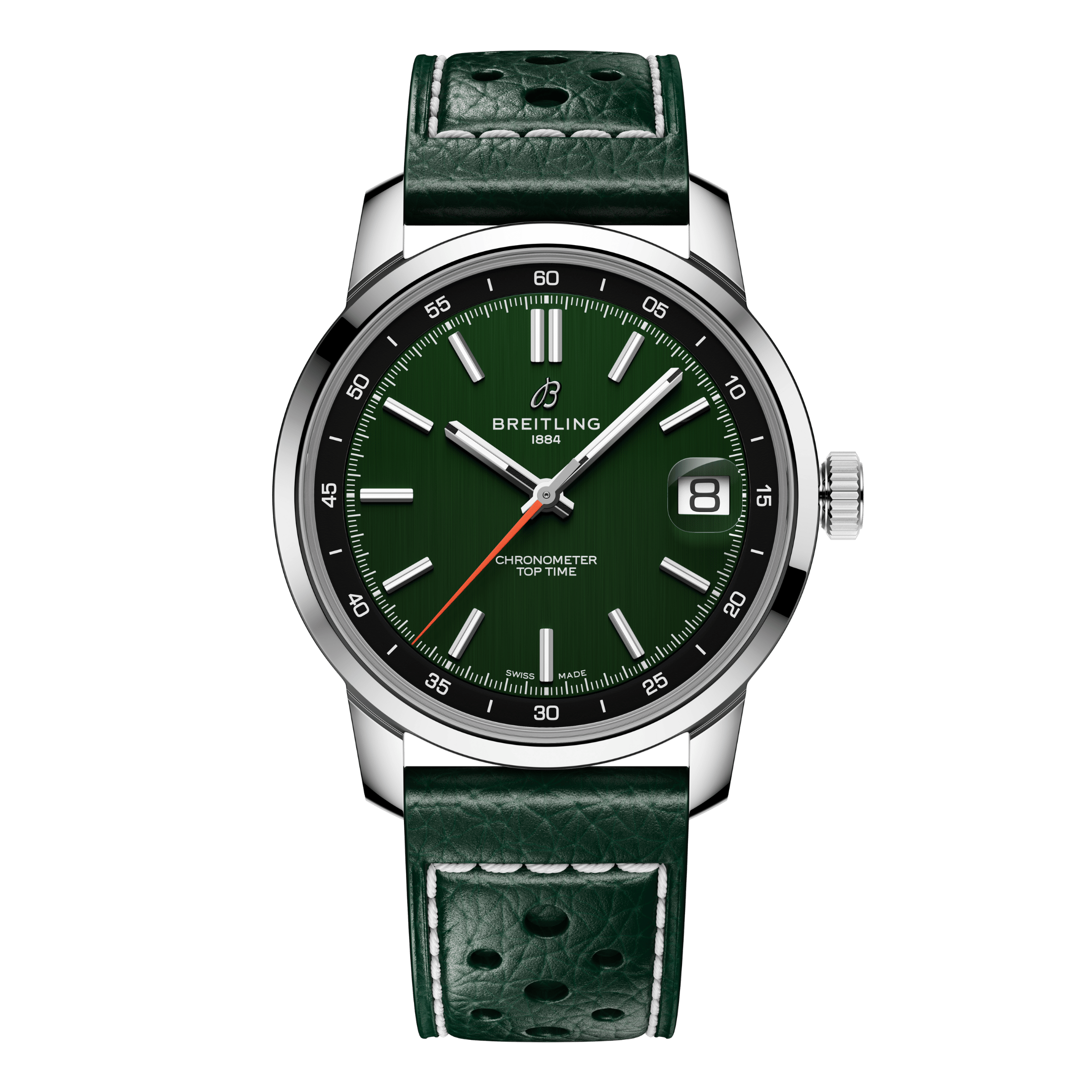 Breitling Top Time B31 automatic green dial leather strap 38 mm