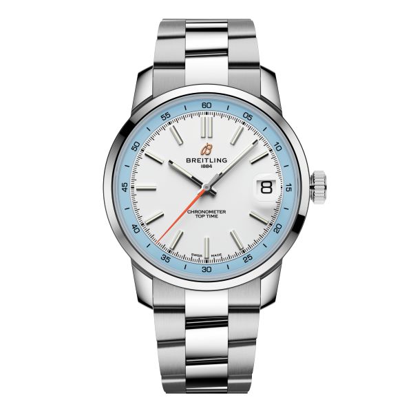 Breitling Top Time B31 automatic white dial steel bracelet 38 mm