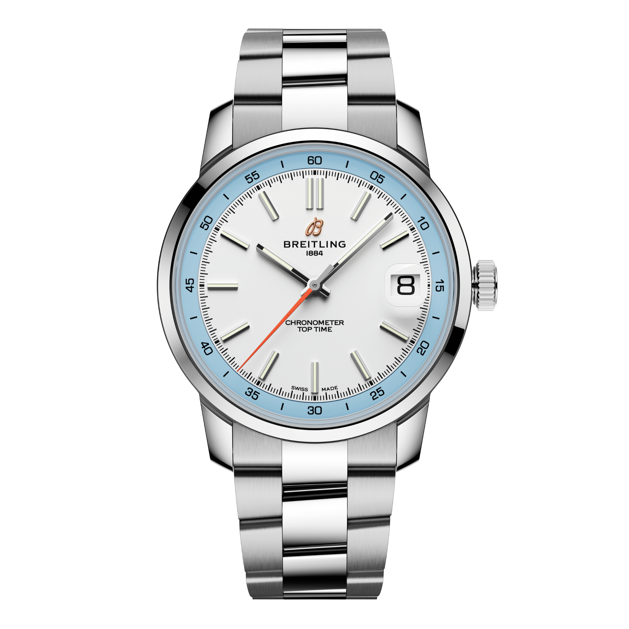 Breitling Top Time B31 automatic white dial steel bracelet 38 mm