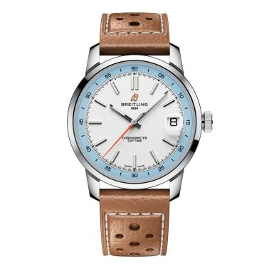 Breitling Top Time B31 automatic white dial leather strap 38 mm