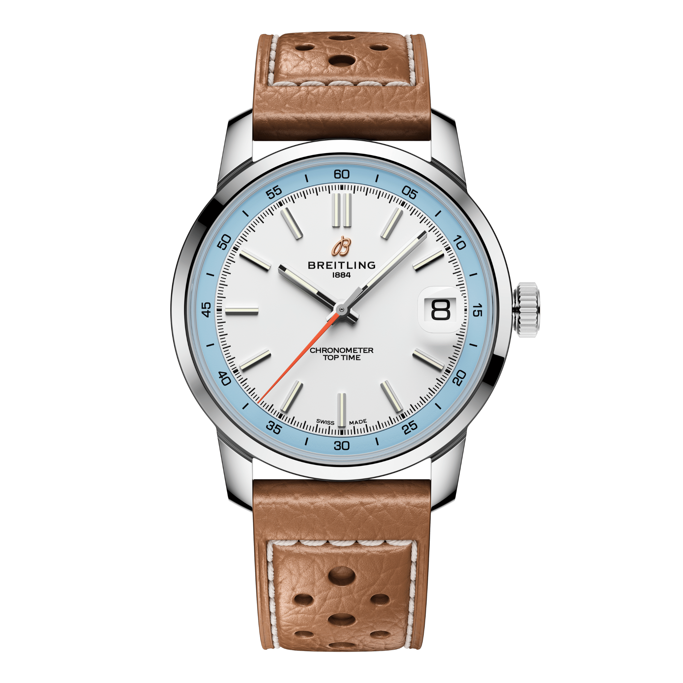 Breitling Top Time B31 automatic white dial leather strap 38 mm