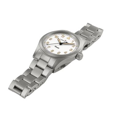 Montre Hamilton Khaki Field quartz cadran blanc bracelet acier 38 mm