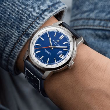 Breitling Top Time B31 automatic blue dial leather strap 38 mm