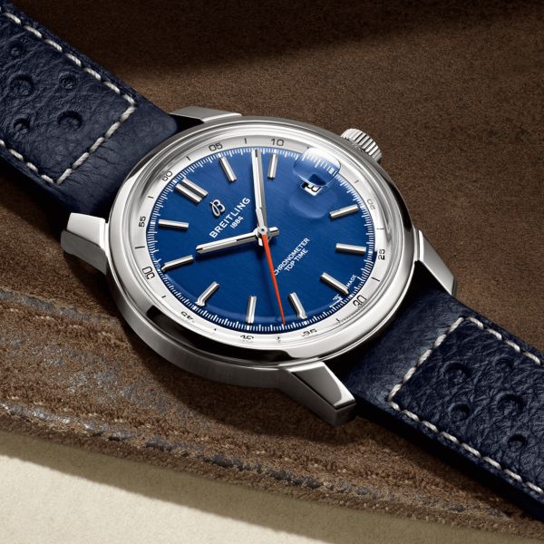 Breitling Top Time B31 automatic blue dial leather strap 38 mm