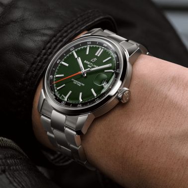 Breitling Top Time B31 automatic green dial steel bracelet 38 mm