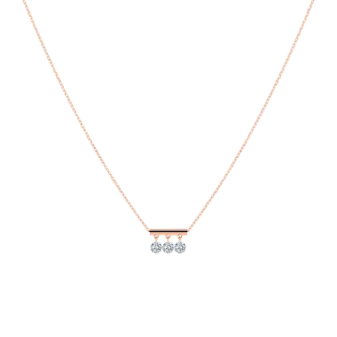 Collier La Brune et La Blonde Pampilles en or rose 3 diamants taille brillant 0,30 carat - Soldat