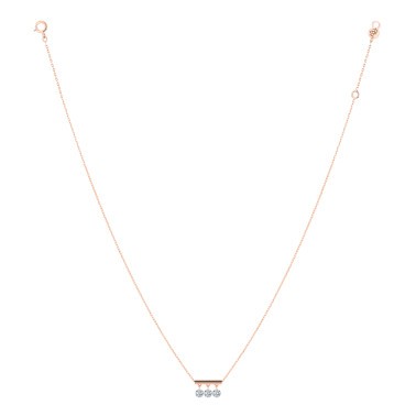 Collier La Brune et La Blonde Pampilles en or rose 3 diamants taille brillant 0,30 carat