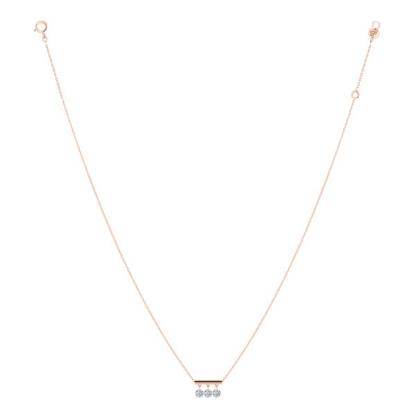 Collier La Brune et La Blonde Pampilles en or rose 3 diamants taille brillant 0,30 carat