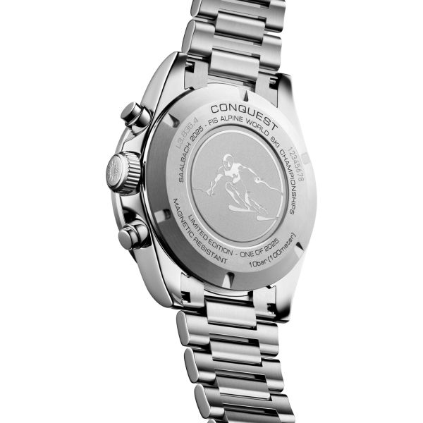 Longines Conquest Chronograph auto Ski Edition, anthracite dial, 42 mm steel bracelet