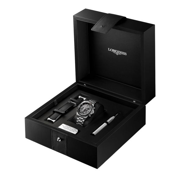 Longines Conquest Chronograph auto Ski Edition, anthracite dial, 42 mm steel bracelet