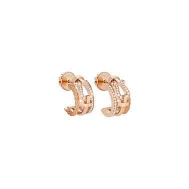 Boucles d'oreilles FRED Force 10 Rise petit modèle en or rose et diamants