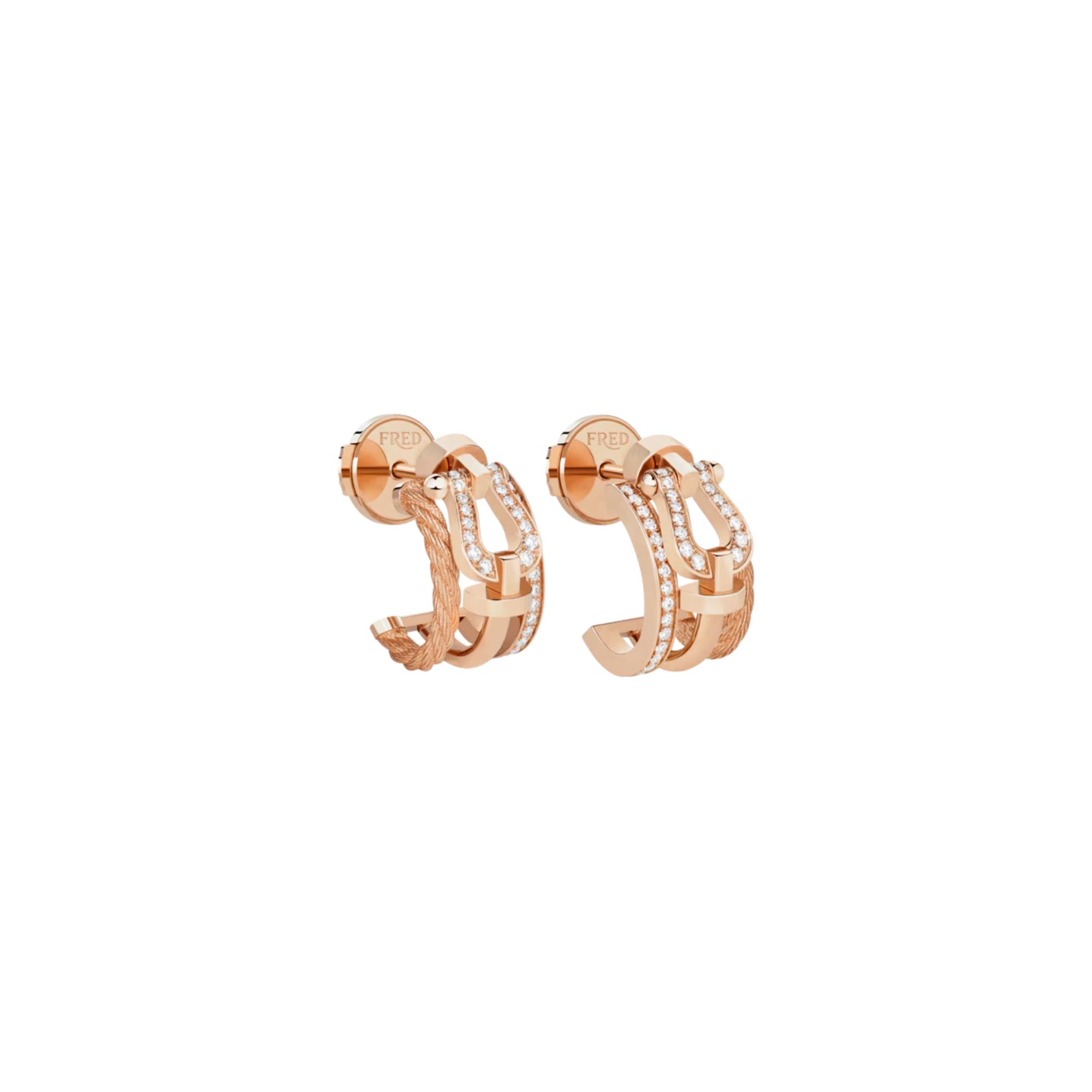 FRED Force 10 Rise Small Model Earrings in rose gold and diamonds
