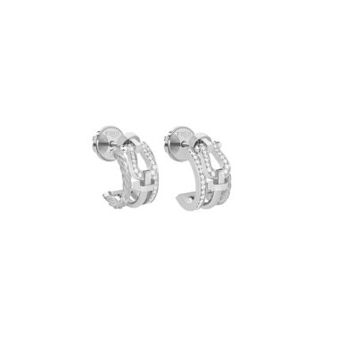 Boucles d'oreilles FRED Force 10 Rise petit modèle en or blanc et diamants