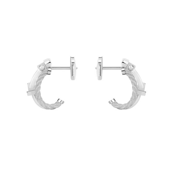 Boucles d'oreilles FRED Force 10 Rise petit modèle en or blanc et diamants