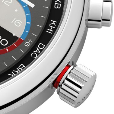 Montre Nomos Club Sport Neomatik Worldtimer Volcano sapphire back - Limited edition 40 mm steel bracelet