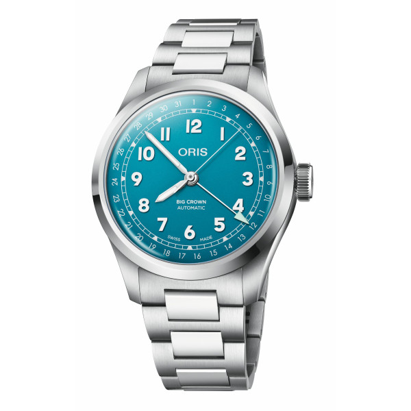 Oris Big Crown Pointer Date automatic electric blue dial steel bracelet 40 mm