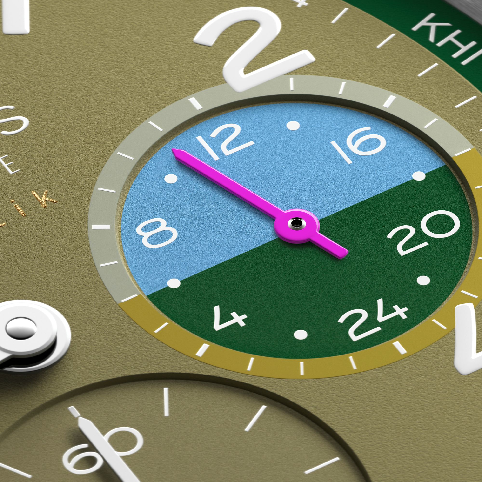 Montre Nomos Club Sport Neomatik Worldtimer Jungle fond saphir - Ed. Limitée bracelet acier 40 mm