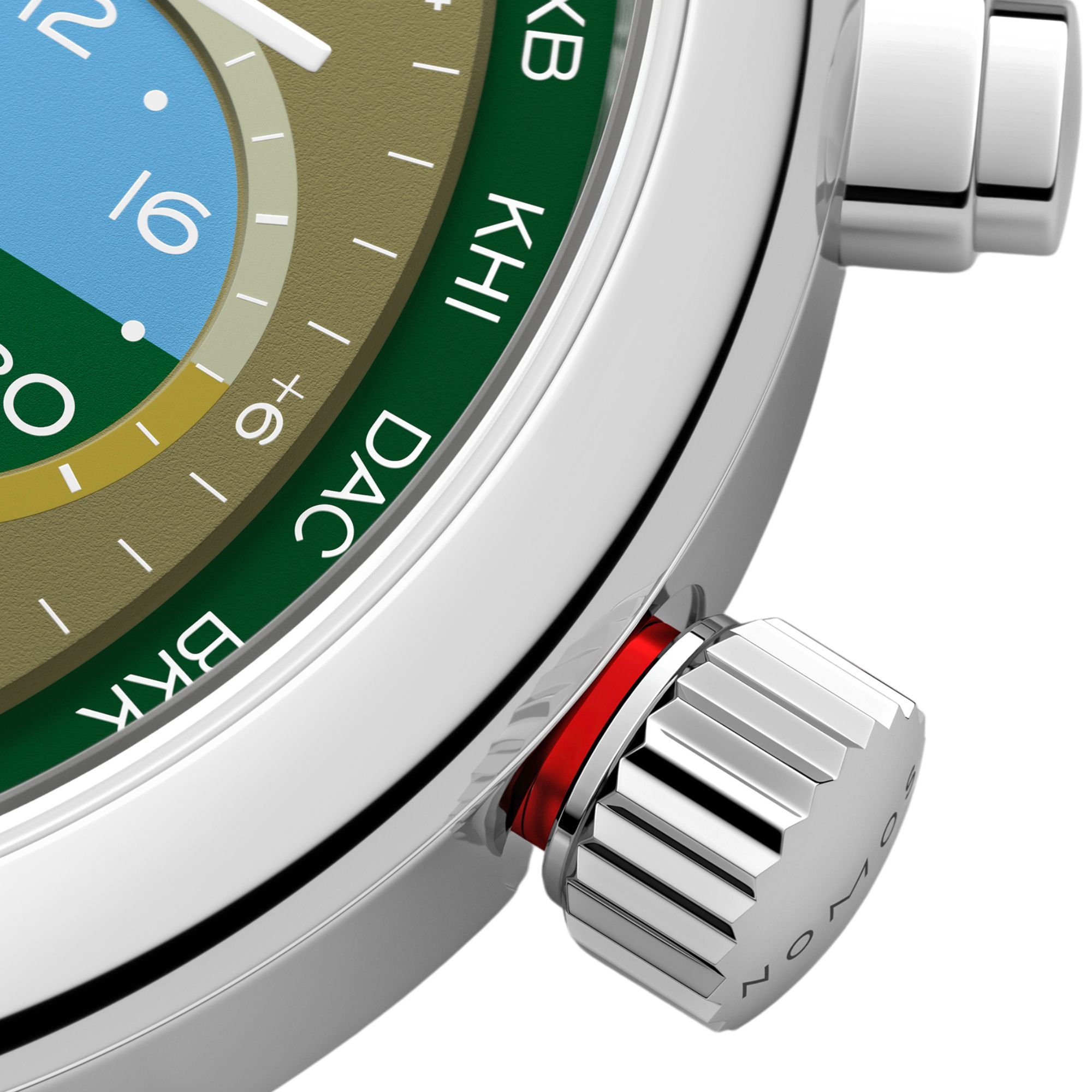 Montre Nomos Club Sport Neomatik Worldtimer Jungle sapphire back - Limited edition 40 mm steel bracelet