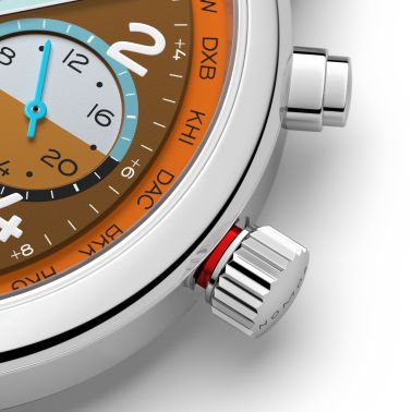 Montre Nomos Club Sport Neomatik Worldtimer Canyon sapphire back - Limited edition 40 mm steel bracelet