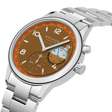 Montre Nomos Club Sport Neomatik Worldtimer Canyon sapphire back - Limited edition 40 mm steel bracelet