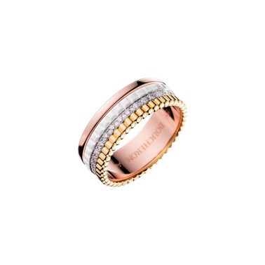 Bague Boucheron Quatre White Edition small trois ors diamants et céramique blanche JRG01597