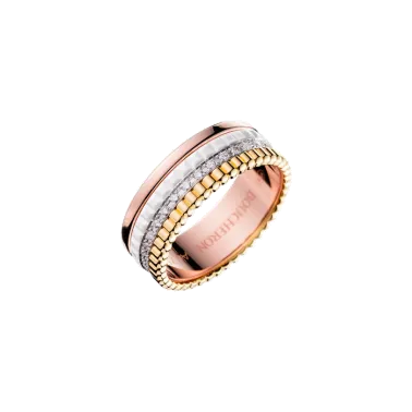 Bague Boucheron Quatre White Edition small trois ors diamants et céramique blanche JRG01597