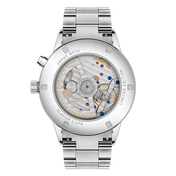 Montre Nomos Club Sport Neomatik Worldtimer Glacier fond saphir - Ed. Limitée bracelet acier 40 mm