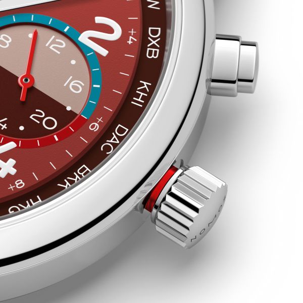 Montre Nomos Club Sport Neomatik Worldtimer Magma fond saphir - Ed. Limitée bracelet acier 40 mm