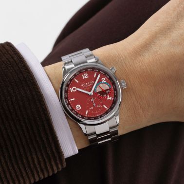 Montre Nomos Club Sport Neomatik Worldtimer Magma sapphire back - Limited edition 40 mm steel bracelet