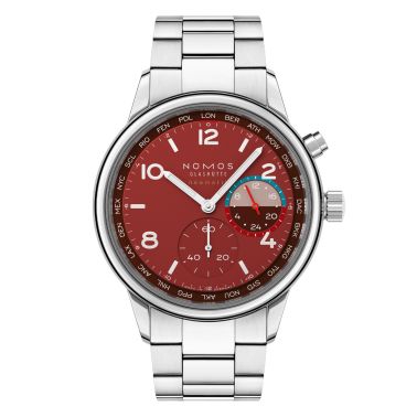 Montre Nomos Club Sport Neomatik Worldtimer Magma sapphire back - Limited edition 40 mm steel bracelet