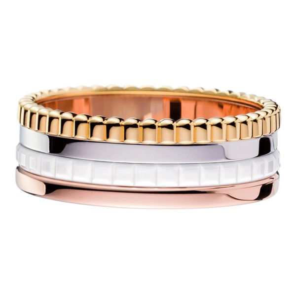 Bague Boucheron Quatre White Edition small trois ors et céramique blanche