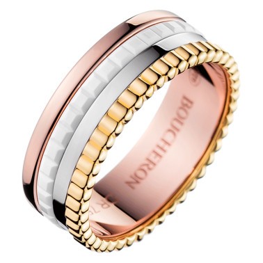 Bague Boucheron Quatre White Edition small trois ors et céramique blanche JRG01596