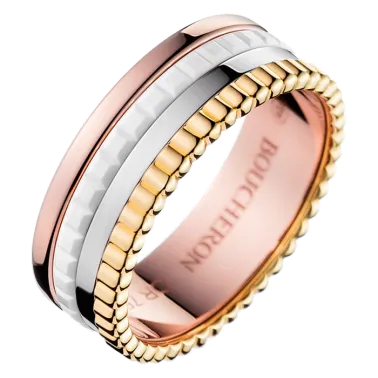 Bague Boucheron Quatre White Edition small trois ors et céramique blanche