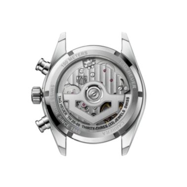 TAG Heuer Carrera Chronograph "Glassbox" automatic black dial "beads-of-rice" steel bracelet 39 mm