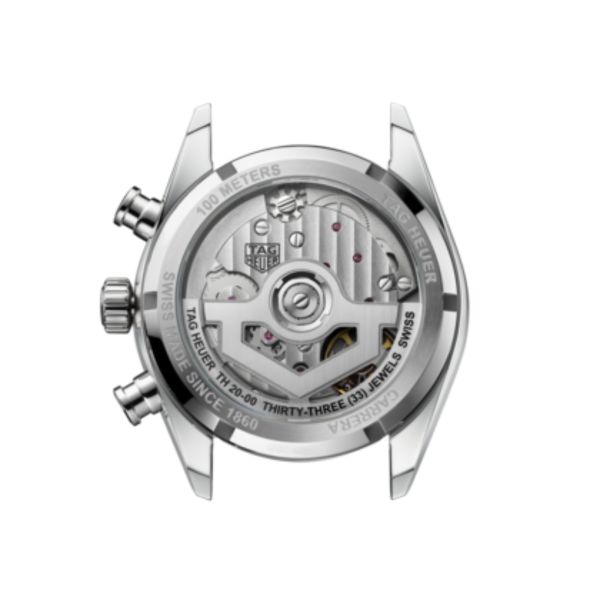 TAG Heuer Carrera Chronograph "Glassbox" automatic black dial "beads-of-rice" steel bracelet 39 mm