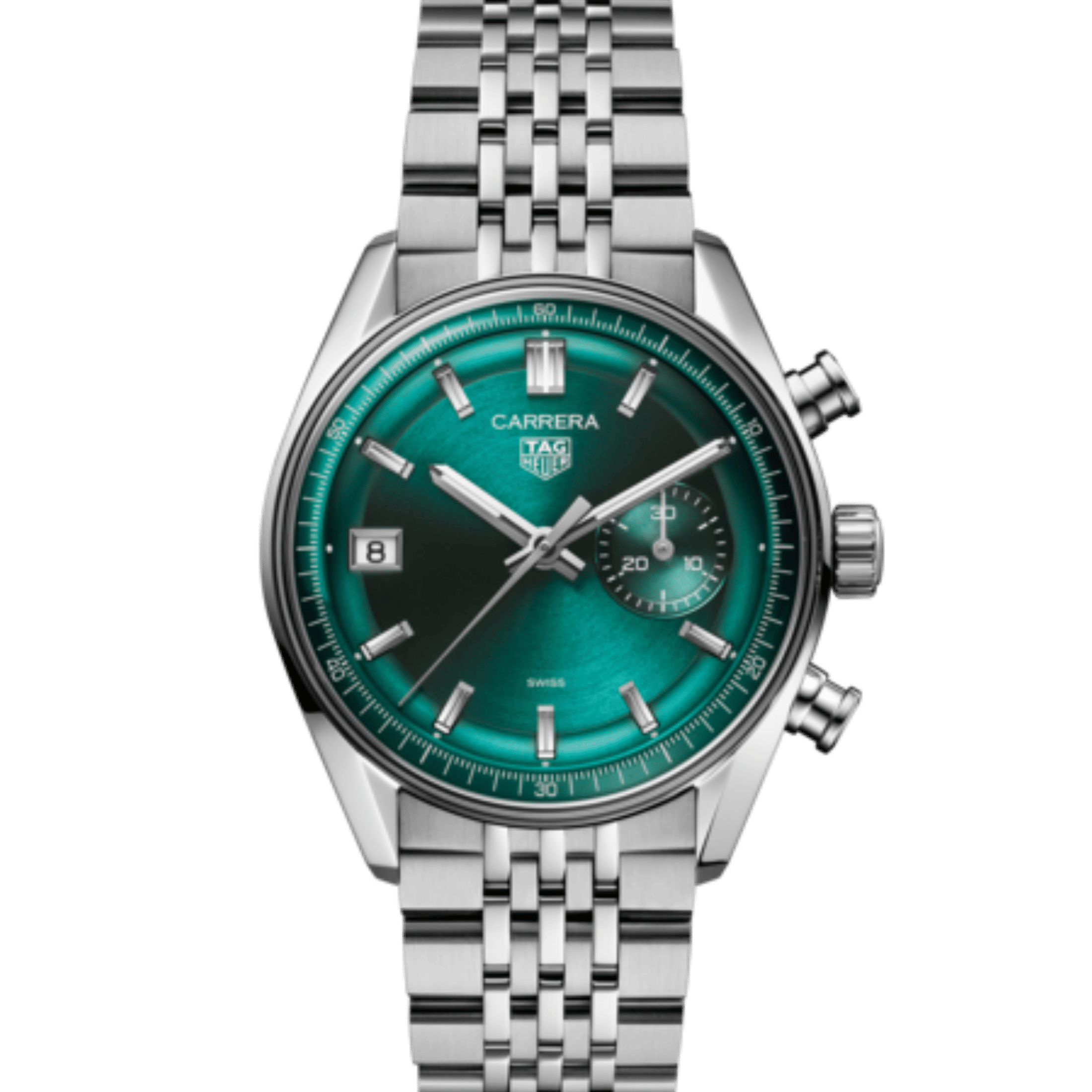 TAG Heuer Carrera Chronograph DATO automatic "beads-of-rice" steel bracelet 39 mm