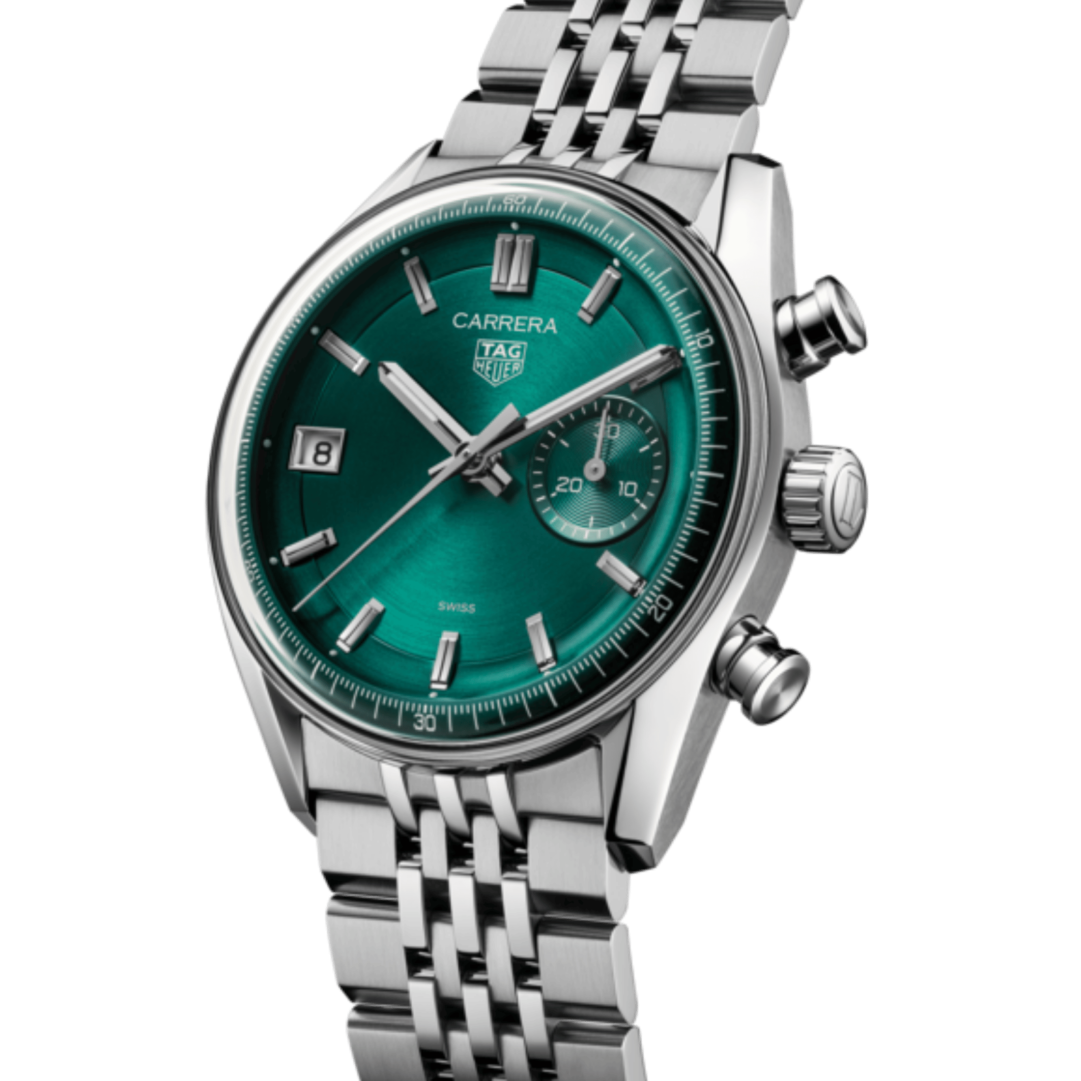 TAG Heuer Carrera Chronograph DATO automatic "beads-of-rice" steel bracelet 39 mm