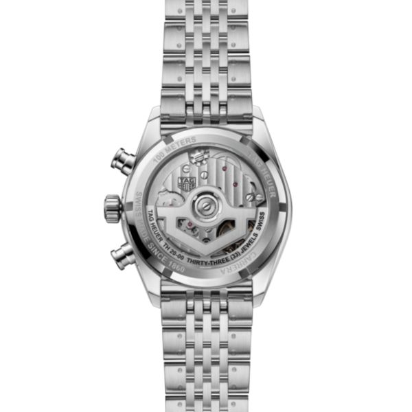 TAG Heuer Carrera Chronograph DATO automatic "beads-of-rice" steel bracelet 39 mm