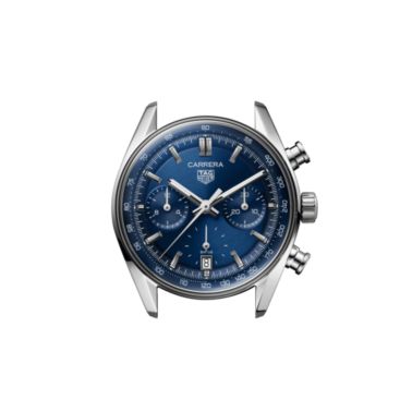 Montre TAG Heuer Carrera Chronograph "Glassbox" automatique cadran bleu bracelet acier "grains de riz" 39 mm