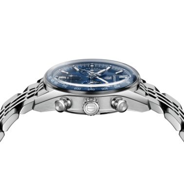 TAG Heuer Carrera Chronograph "Glassbox" automatic blue dial "beads-of-rice" steel bracelet 39 mm