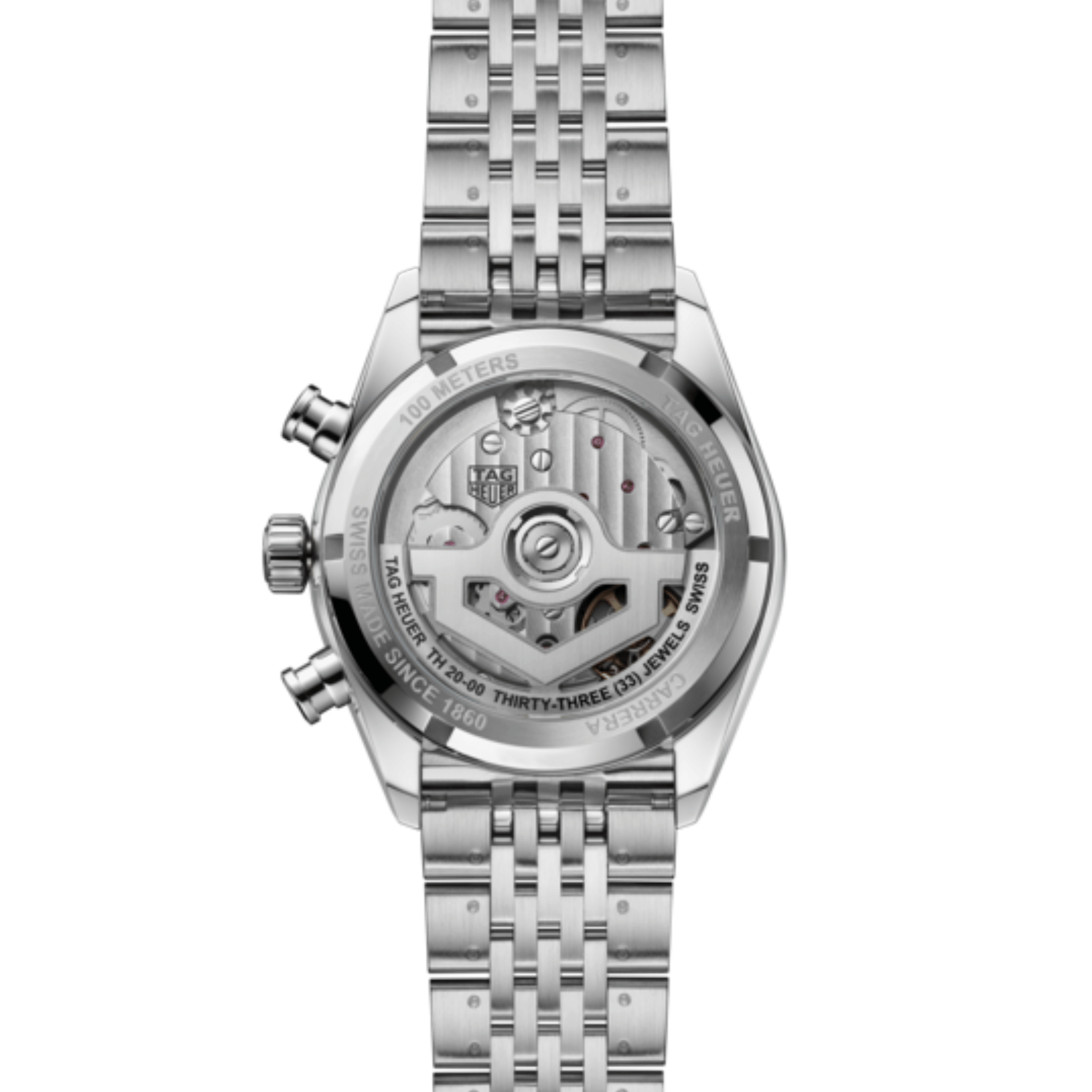 Montre TAG Heuer Carrera Chronograph "Glassbox" automatique cadran bleu bracelet acier "grains de riz" 39 mm