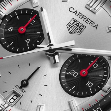 TAG Heuer Carrera Chronograph "Glassbox" automatic silver dial "beads-of-rice" steel bracelet 39 mm