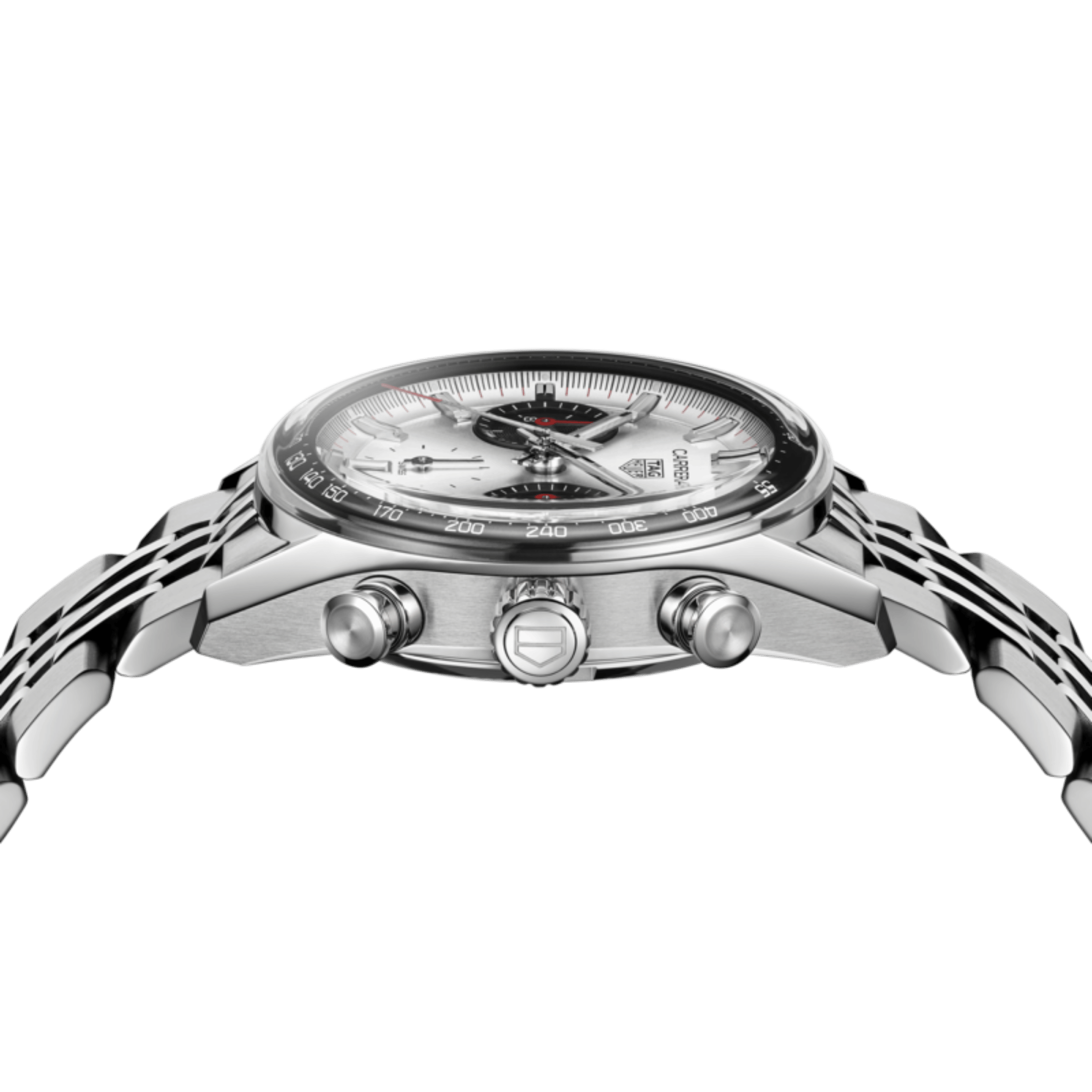TAG Heuer Carrera Chronograph "Glassbox" automatic silver dial "beads-of-rice" steel bracelet 39 mm