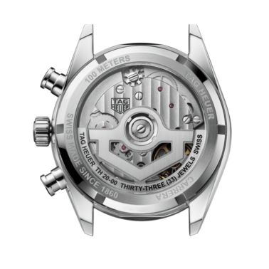 Montre TAG Heuer Carrera Chronograph "Glassbox" automatique cadran argent bracelet acier "grains de riz" 39 mm