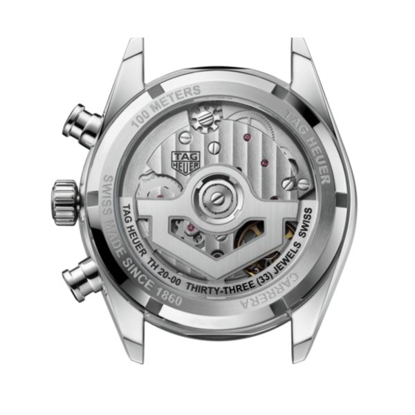 TAG Heuer Carrera Chronograph "Glassbox" automatic silver dial "beads-of-rice" steel bracelet 39 mm